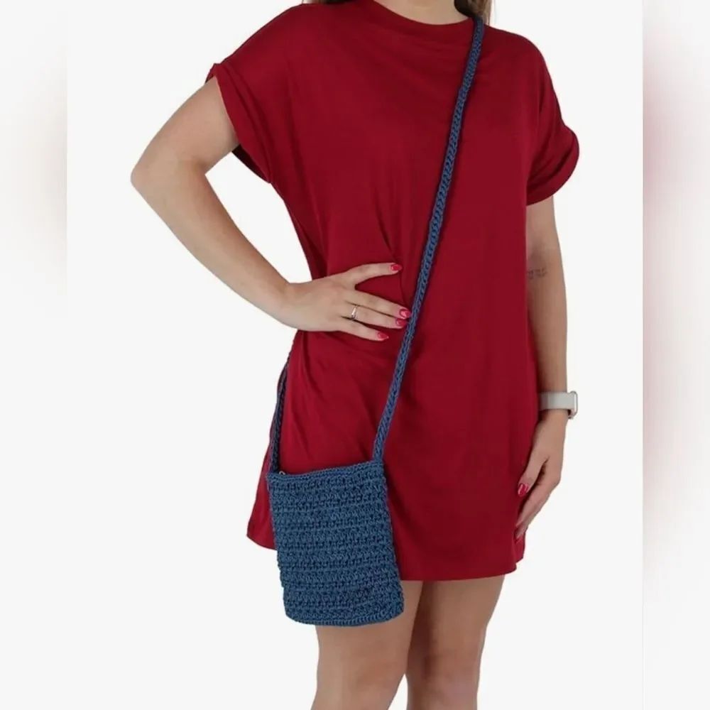 ☔️🔸️Blue Woven Crochet Knit Lightweight Crossbody Purse